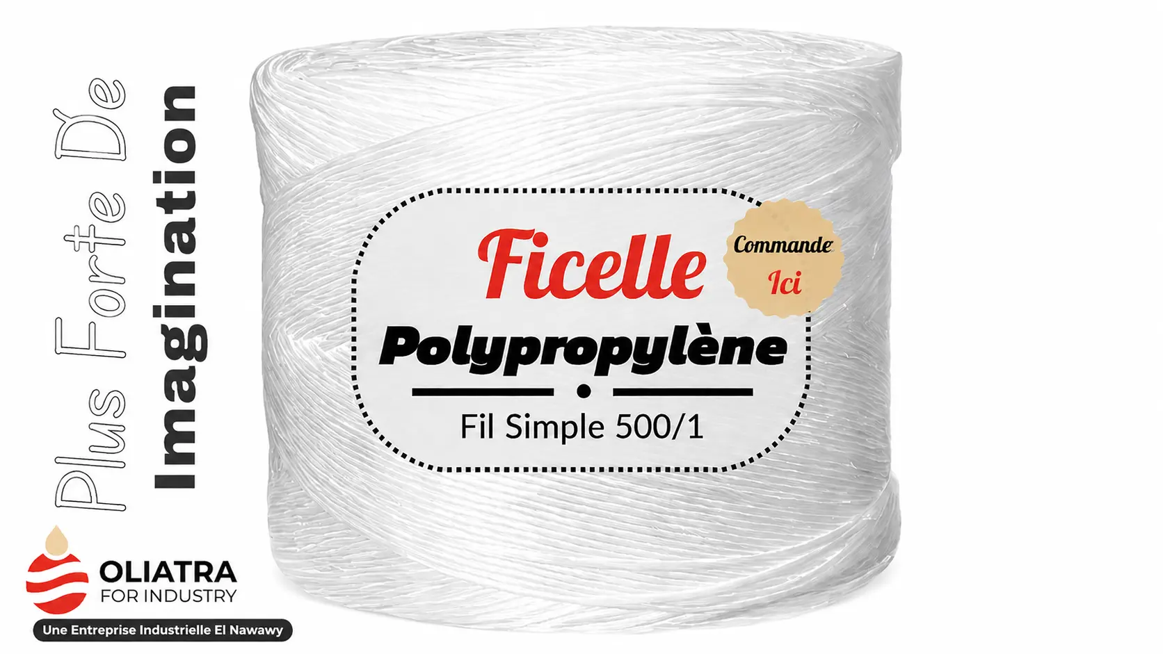 Ficelle de raphia en polypropylène Oliatra blanche Fil Simple 500/1