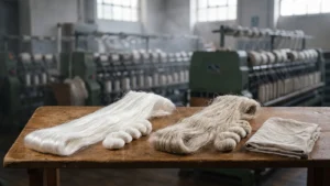La fibra de ramio es blanca y brillante; la de lino, rubio ceniza y de brillo más suave