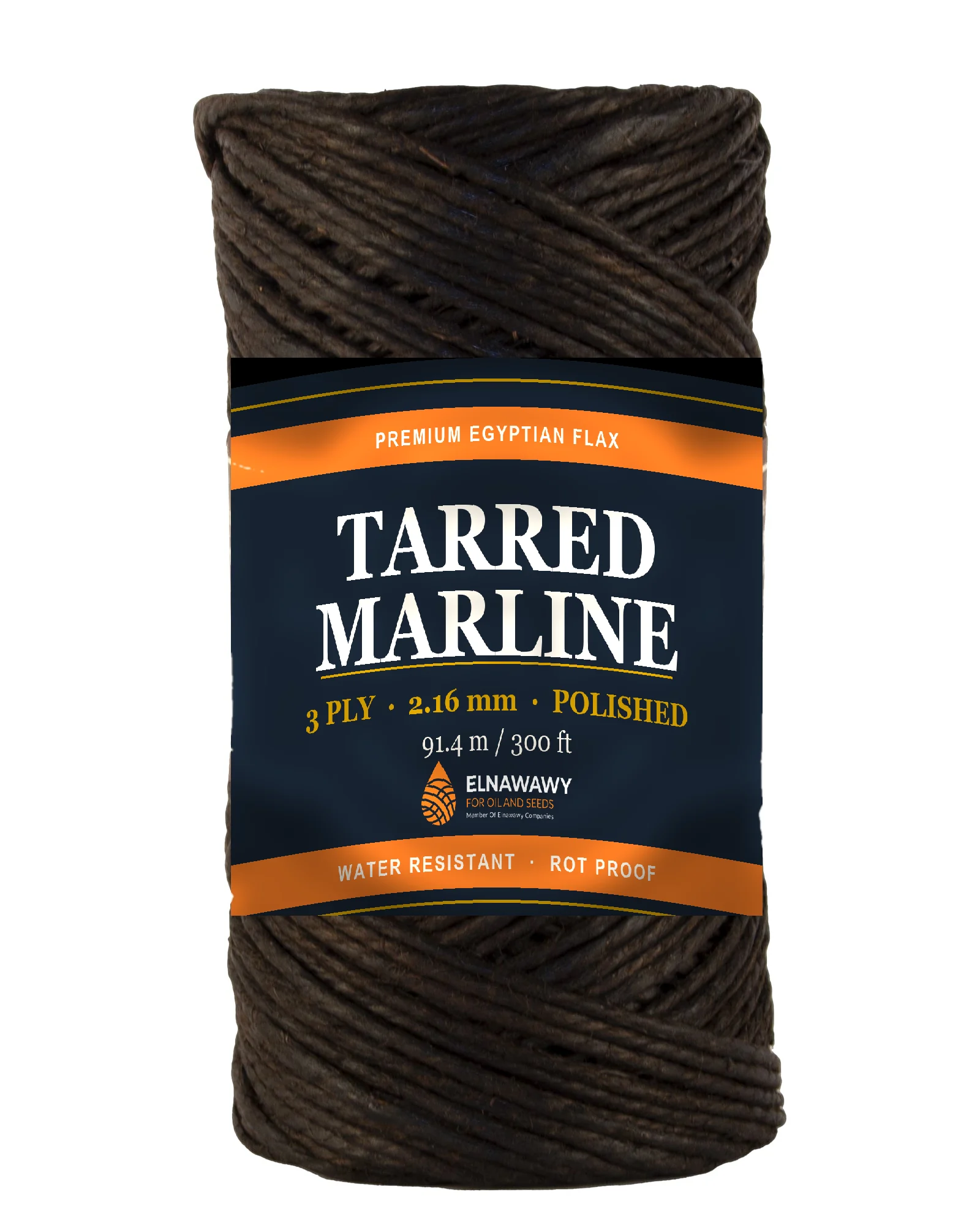 Fine grade tarred marline on a spool, 3-ply 2.16 mm Egyptian flax linen